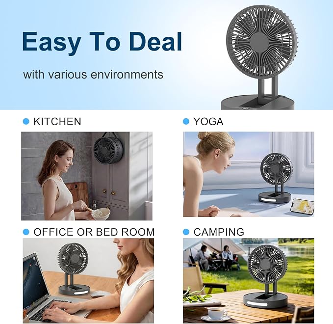 Qoqooice Portable Fan, 3600 mAh Rechargeable Battery Operated Fan - Image 8