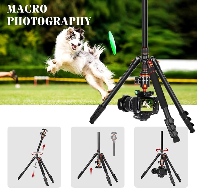 68" Ball Head Camera Tripod & Monopods, 360° Smooth Rotation V-Yoke Rifle - Image 7