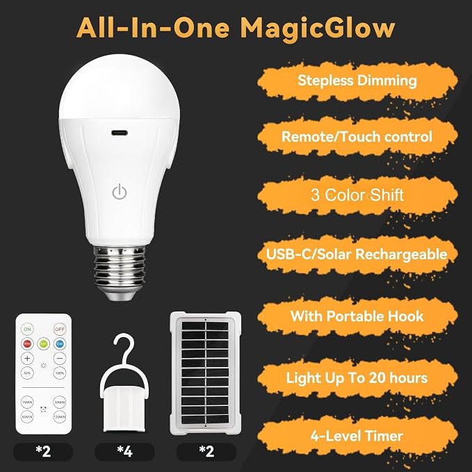 Neporal MagicGlow Rechargeable Solar Light Bulbs - Image 2