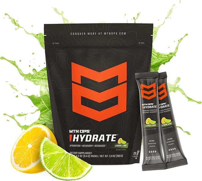 MTN OPS Hydrate Electrolytes Powder Drink Mix, 20 Single Serving On-The-Go - Image 3