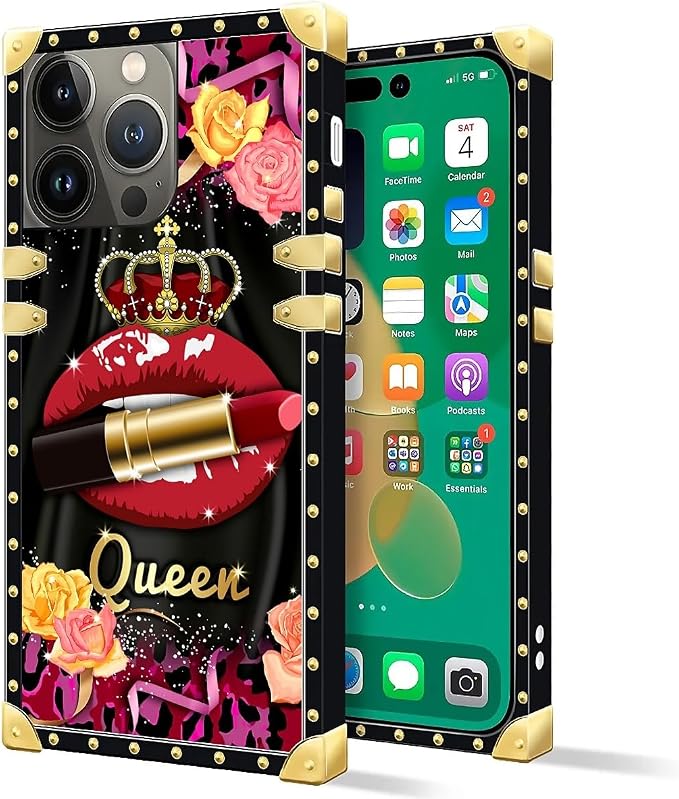 Compatible with iPhone 14 Pro Max Case, Queen Lip Crown Leopard Print Luxury - Image 2