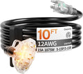 10 ft 12 Gauge 3 Outlet Extension Cord Splitter by Deeklify