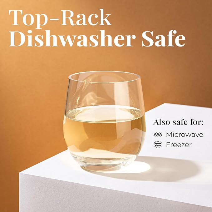 Vivocci Unbreakable Plastic Stemless Wine Glasses 12. 5 oz | 100% Tritan Heavy - Image 4