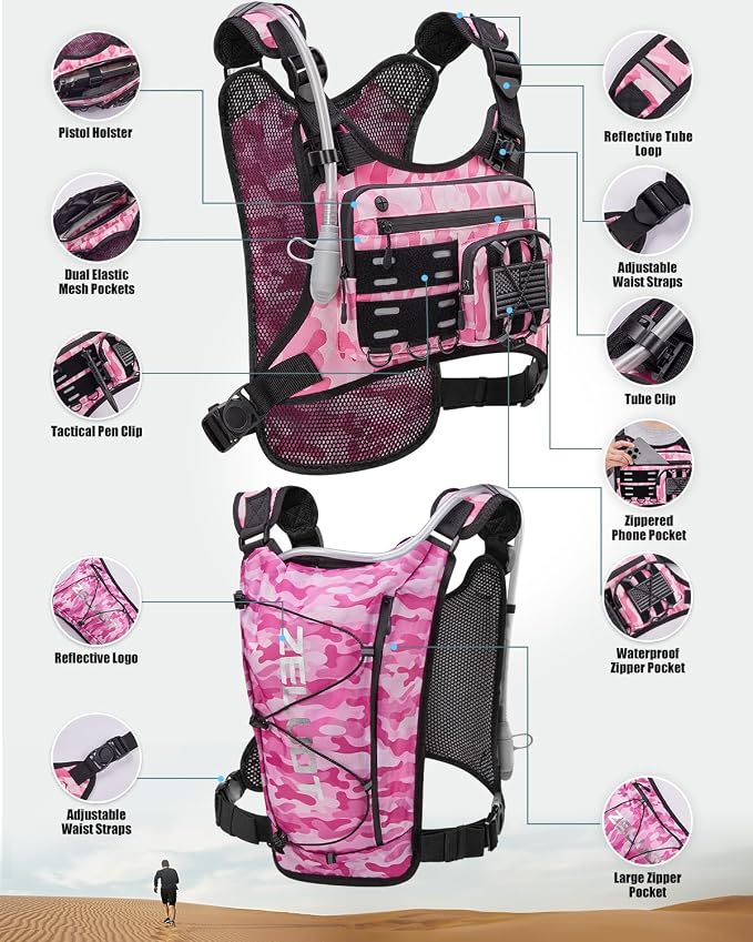 Zelvot Running Vest with 2L Water Bladder, Hydration Backpack, U.S. Original - Image 5