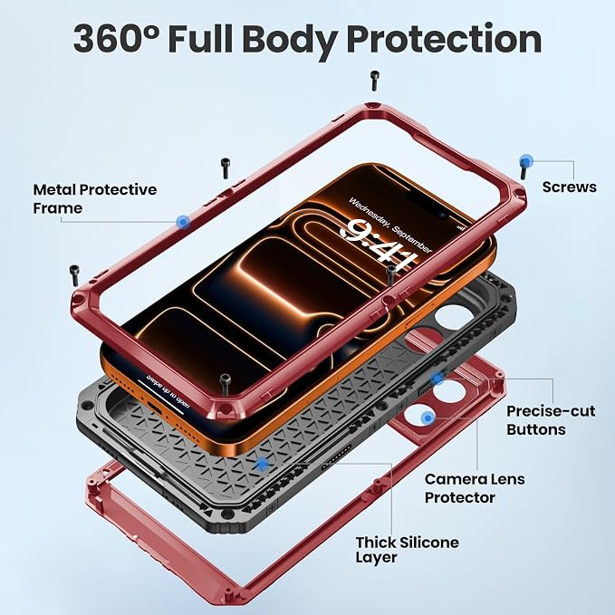Mitywah Waterproof Case for iPhone 17 Pro, Rugged Metal Case - Image 5