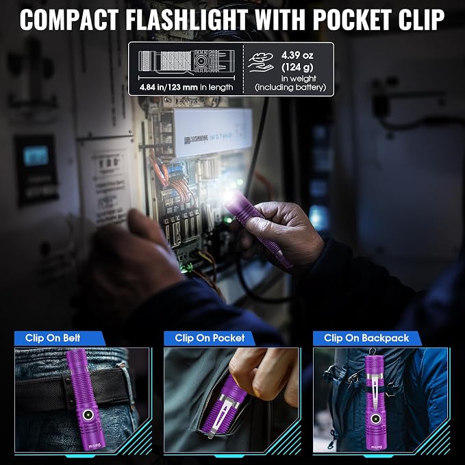 Rechargeable Tactical Flashlights, High Lumens Small Mini USB-C LED Flashlight - Image 3