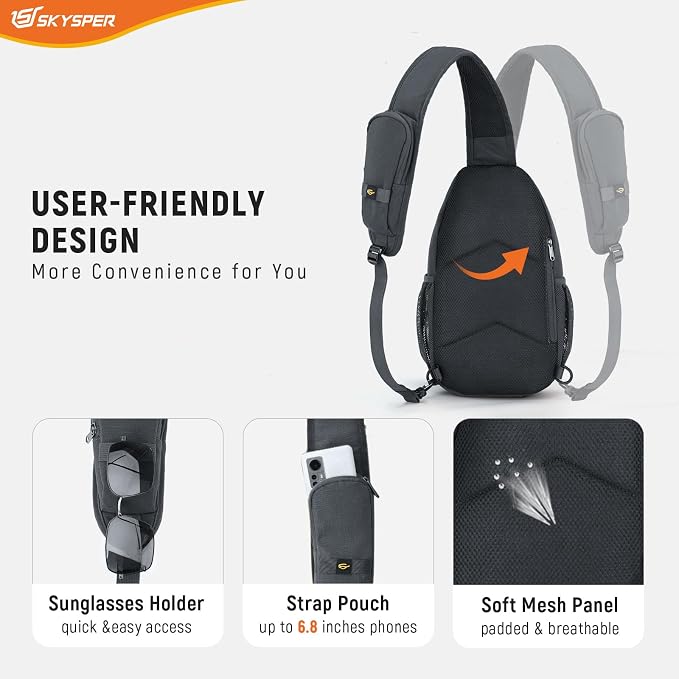 SKYSPER Sling Bag RFID Cross Body Bag Recycled Crossbody Backpack Travel Daypack - Image 6