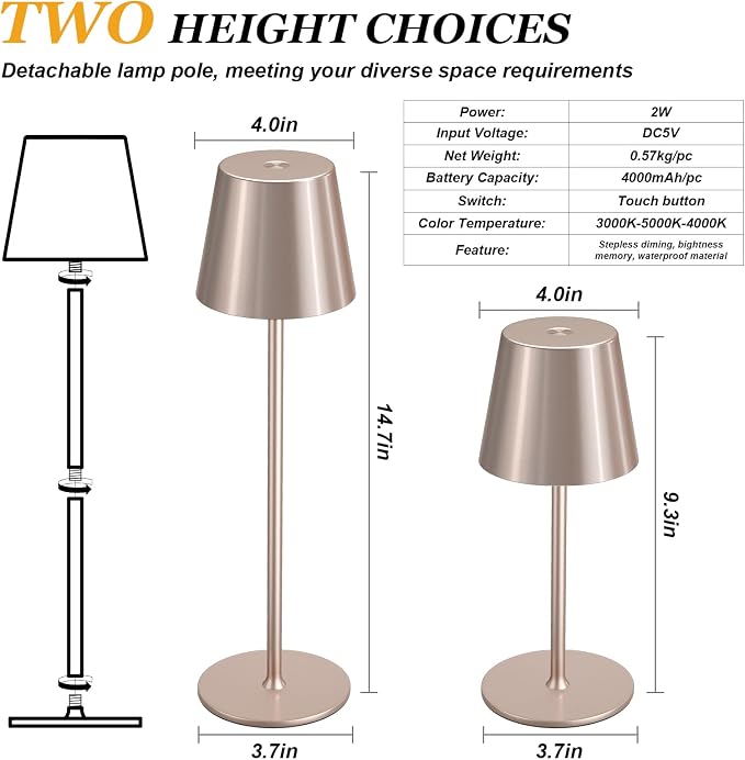 Kakanuo Cordless Table Lamp Rechargeable - Image 5