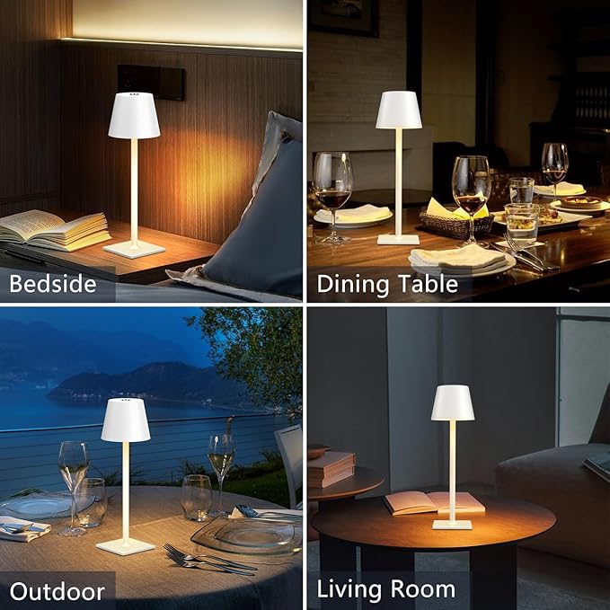 Yogaret White Cordless Table Lamp Set of 2 - Image 5