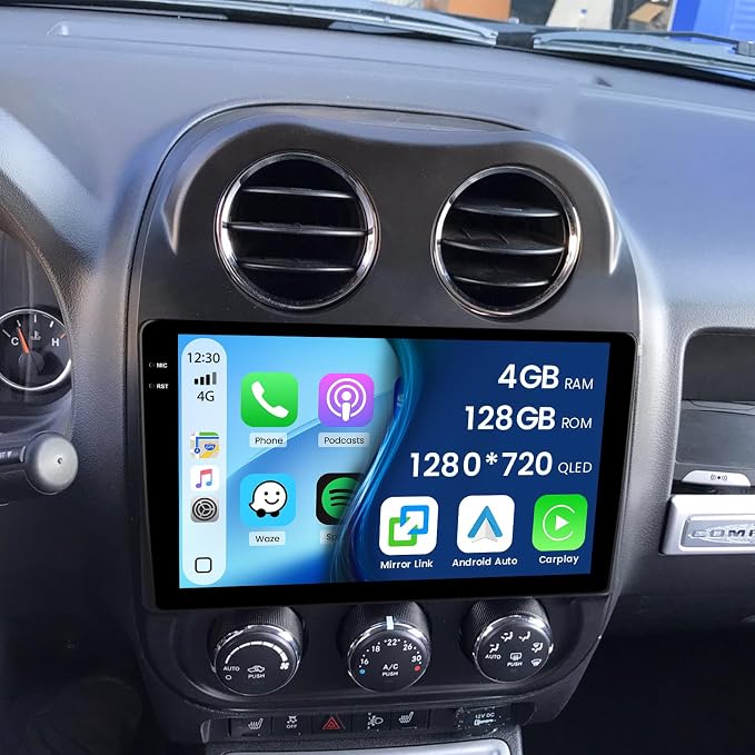 4+128G Radio for Jeep Compass Patriot 2010-2016, 10.1" Touch Screen Radio Kit by Roinvou
