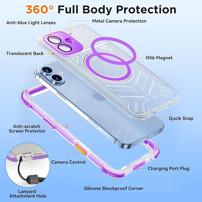 WIFORT for iPhone 16 Waterproof Case, Fit for Magsafe Full Body Magnetic - Image 6