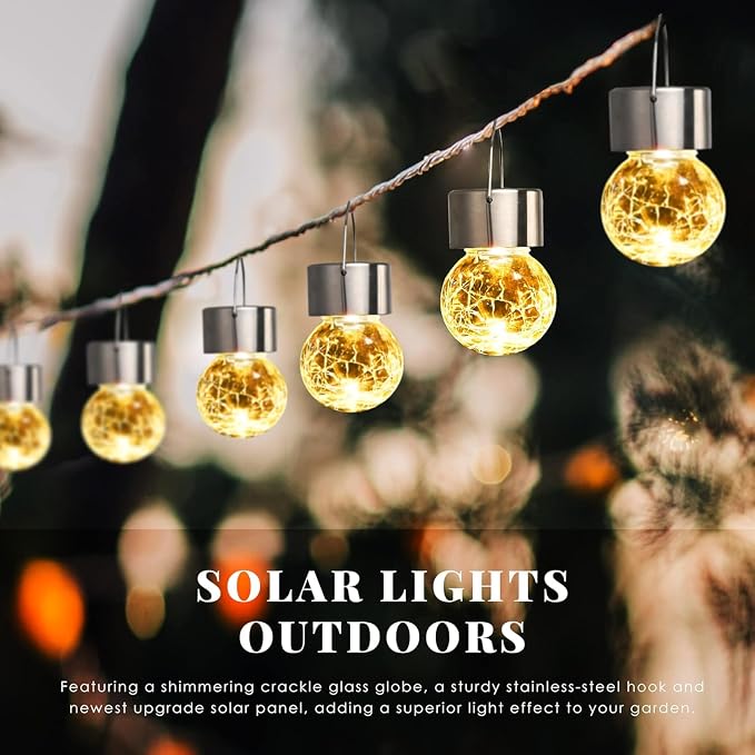 SOLPEX 12 Pack Hanging Solar Lights Outdoor, Solar Outdoor Lights Decorative - Image 3