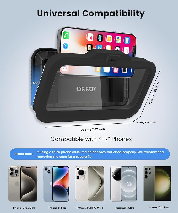 URROY Shower Phone Holder Waterproof One-Touch Open Shower Phone Case Anti-Fog - Image 7