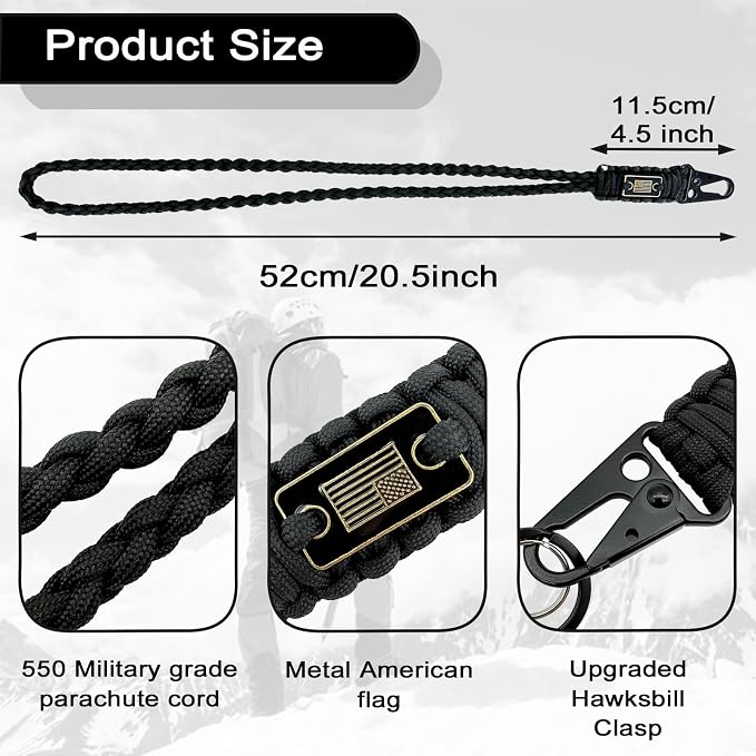 DDOUT Heavy Duty Paracord Lanyard 550 Paracord Braided Keychain - Image 2