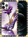 Compatible with iPhone 12 Pro Max Case, High Heeled Purple Diamond Rose Luxury by Unknown