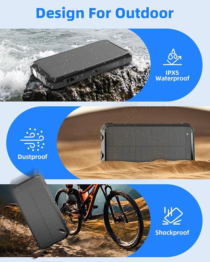 Nuynix Solar Power Bank 20000mAh, 15W Wireless Fast Charger - Image 6