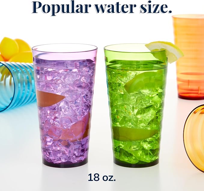 US Acrylic Splash 18 ounce Plastic Stackable Water Tumblers in Jewel Tone - Image 3
