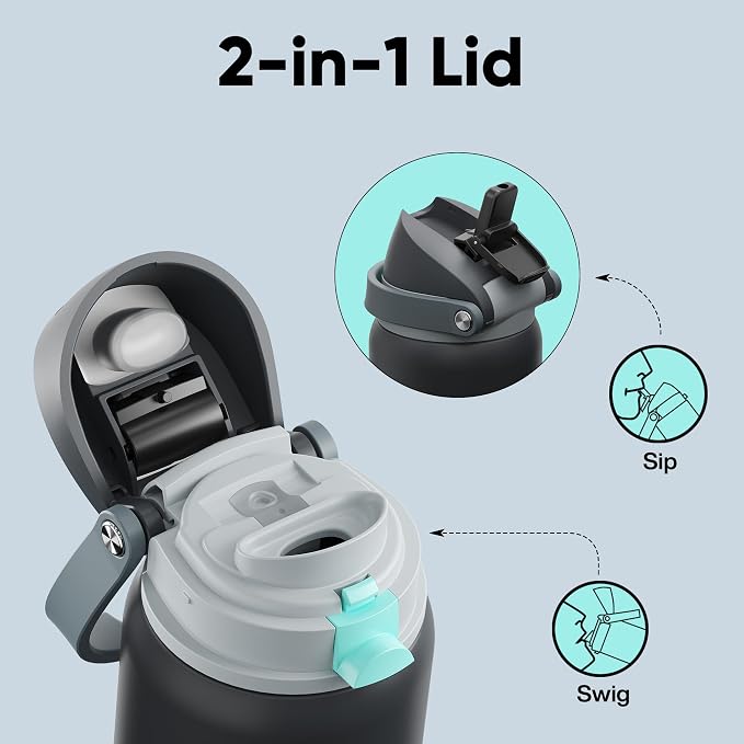 Insulated Water Bottle with Straw - Image 3