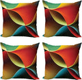 Ambesonne Abstract Throw Pillow Cushion Case Pack of 4, Graphic Curvy Design by Ambesonne