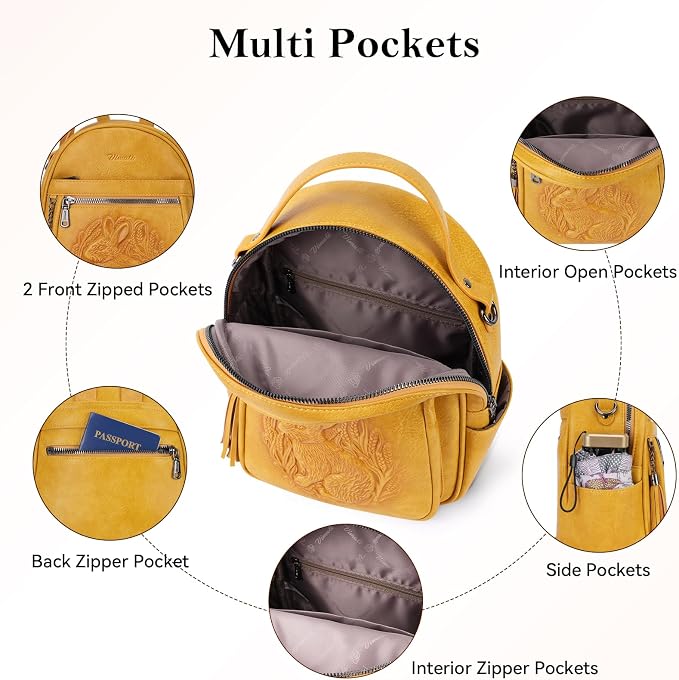 Mini Backpack Purse for Women, Embossed Leather Small Backpack Fashion Travel - Image 5