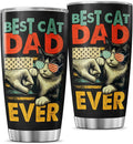 Best Cat Dad Ever 20oz Tumbler, Funny Fist Bump Design, Insulated Stainless by JENOIS