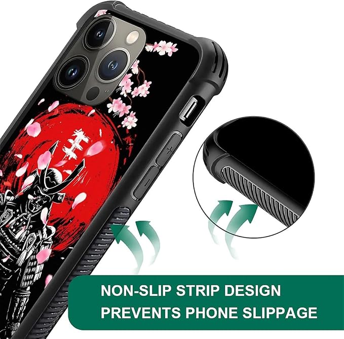 for iPhone 13 Pro Case, Sakura Japanese Samurai Pattern Graphic Design Girl Boy - Image 4