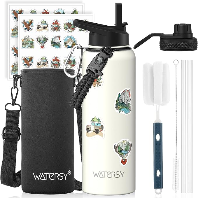 40oz Insulated Water Bottle, BPA Free&Leak Proof, Stainless Steel Water Flask by Watersy