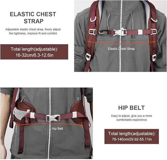 MOUNTAINTOP 25L/40L Hiking Backpack, Lightweight Travel Backpack - Image 8