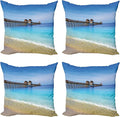 Ambesonne Dock Decorative Throw Pillow Case Pack of 4, Naples Pier Paradise by Ambesonne