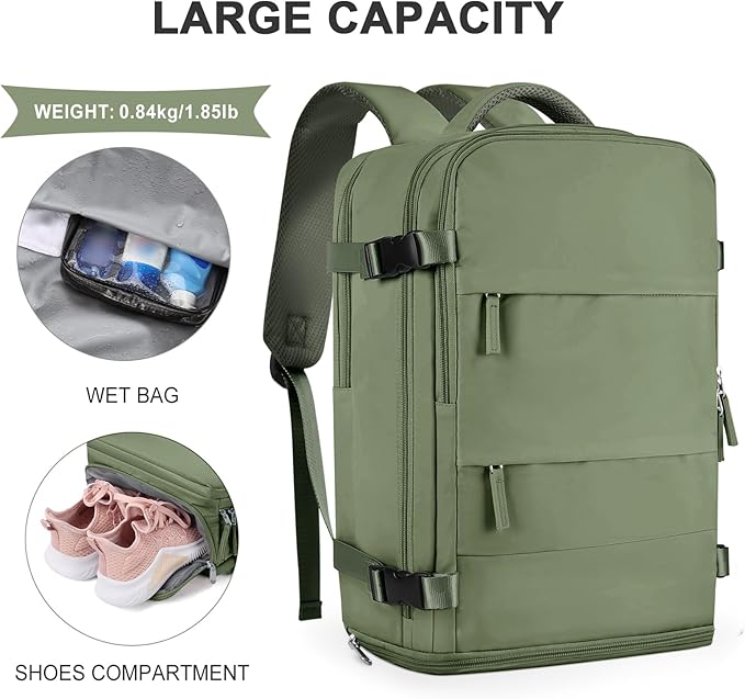 coowoz Large Travel Backpack For Women Men, Carry On Backpack Flight Approved - Image 4
