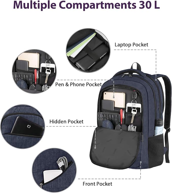 MATEIN 17 Inch Laptop Backpack, Large Work Backpack Travel Carry On TSA Approved - Image 5