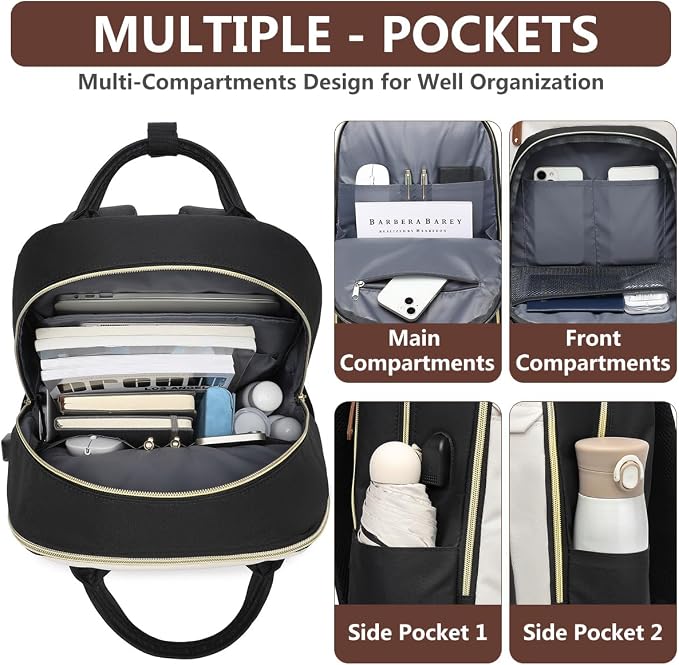 Backpack for Women 15.6 Inch Laptop Backpack Work Business Backpacks Purse - Image 4