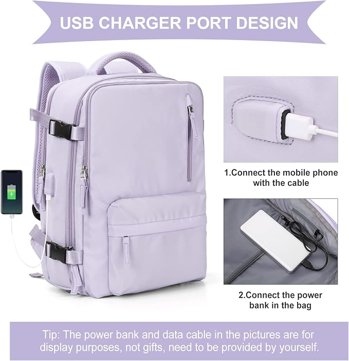WONHOX Large Travel Backpack Carry on Flight Approved Laptop Work Business - Image 4