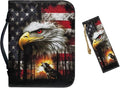 XL Bible Cover Case for Women Men American Flag Wolf Bald Eagle Print PU by Unknown