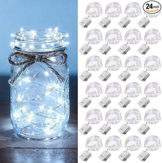 24 Pack Fairy Lights Battery Operated 7ft 20 LED Mini Twinkle String Lights by YOEEN