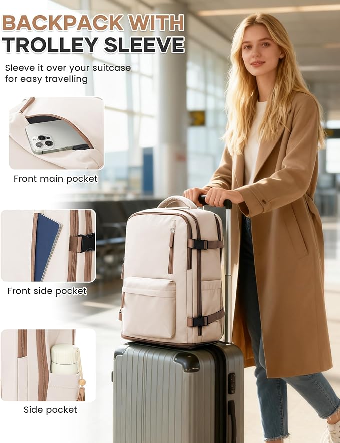 WONHOX Large Travel Backpack Carry on Flight Approved Laptop Work Business - Image 5