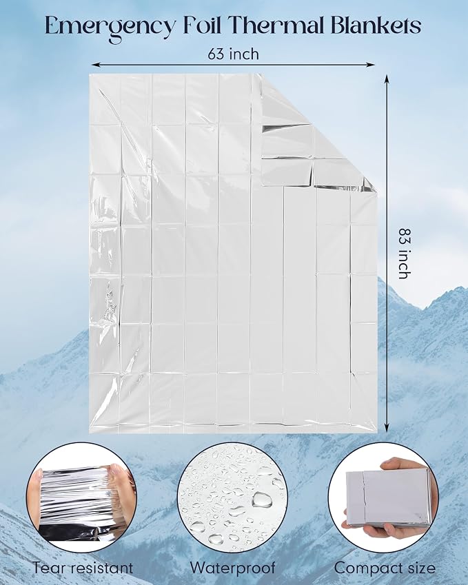 Cutecrop 96 Pcs Winter Survival Kits Include 48 Pcs Emergency Blankets & 48 - Image 3