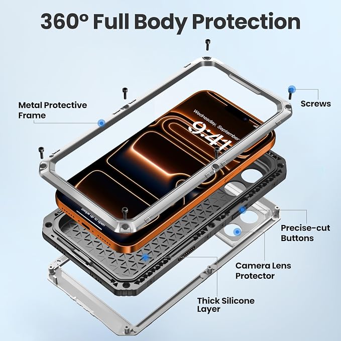 Mitywah Waterproof Case for iPhone 17 Pro, Rugged Metal Case - Image 5