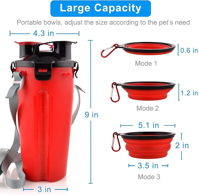 Dog Travel Water Bottle Collapsible Bowls, 2 in 1 Pet Food Container - Image 6