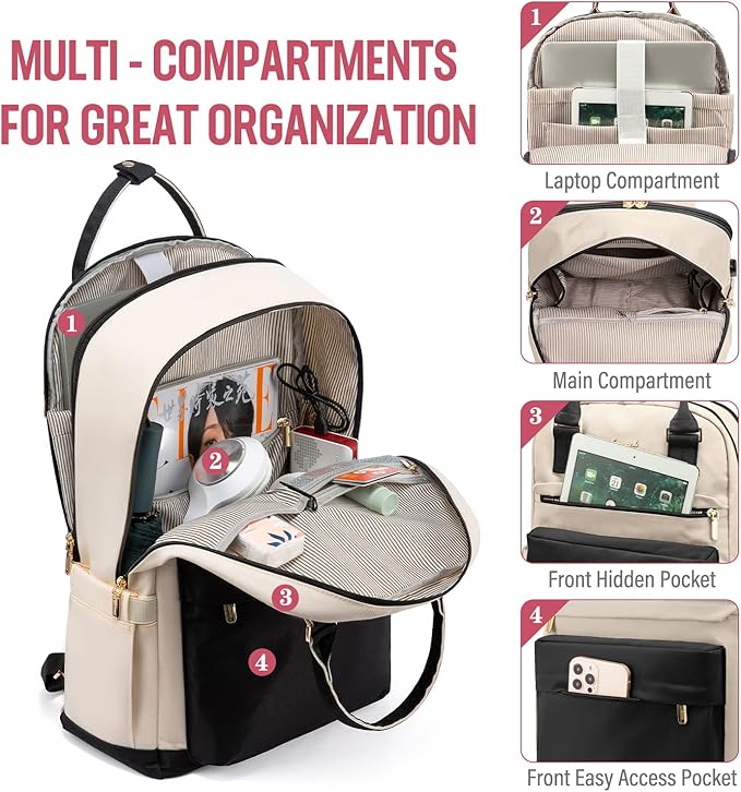 LOVEVOOK Laptop Backpack for Women Men, 17.3 Inch Laptop Bag - Image 3