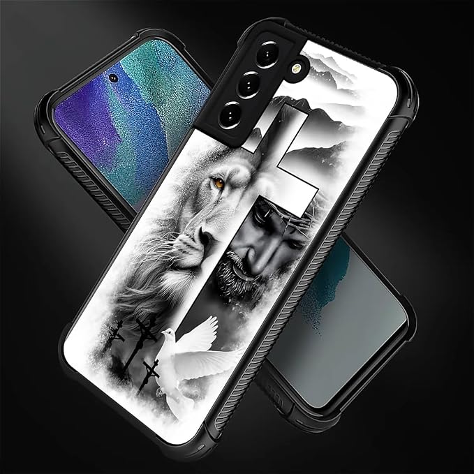 for Samsung Galaxy S22 Plus Case, Lion Cross Jesus Christ Dove Pattern Graphic - Image 3