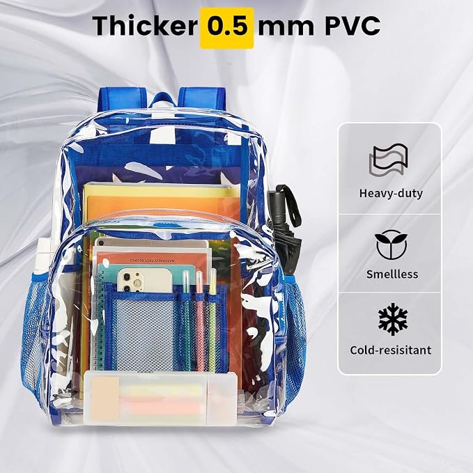 Vorspack Clear Backpack Heavy Duty PVC Transparent Backpack Extra Large Clear - Image 5
