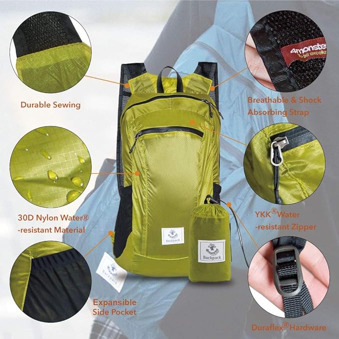 4Monster Hiking Daypack, Water Resistant Lightweight Packable Backpack - Image 2
