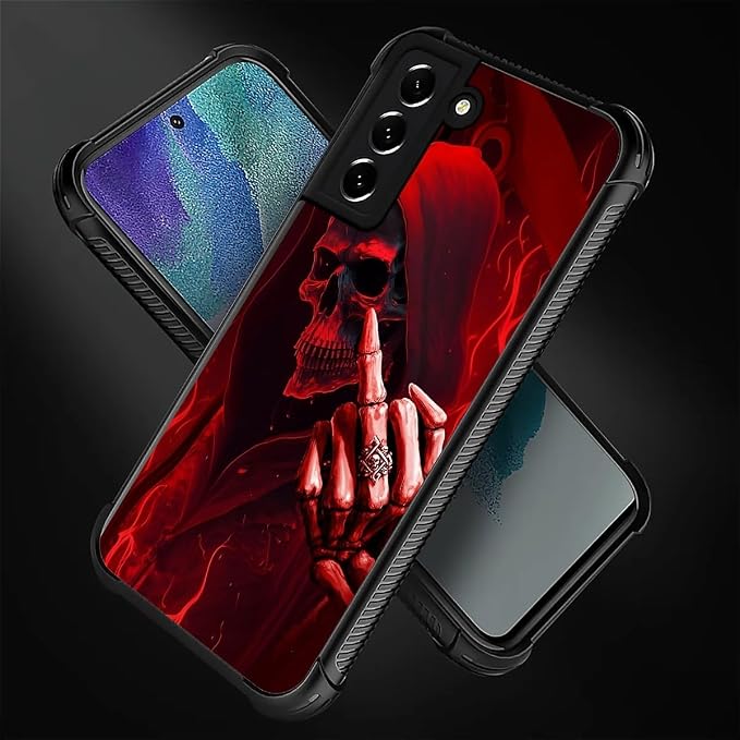 for Samsung Galaxy S22 Case, Gestures Funny Skull Pattern Graphic Design Girl - Image 3