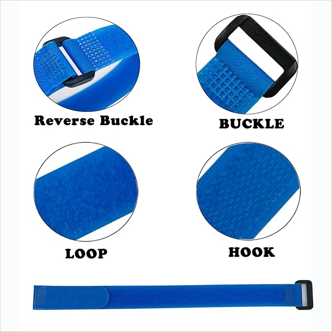 10 Pack Reusable Fastening Cable Ties and Cable Straps Blue Color djustable - Image 4