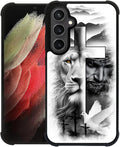for Samsung Galaxy S23 FE Case, Lion Cross Jesus Christ Dove Pattern Graphic by FKBRCL4U