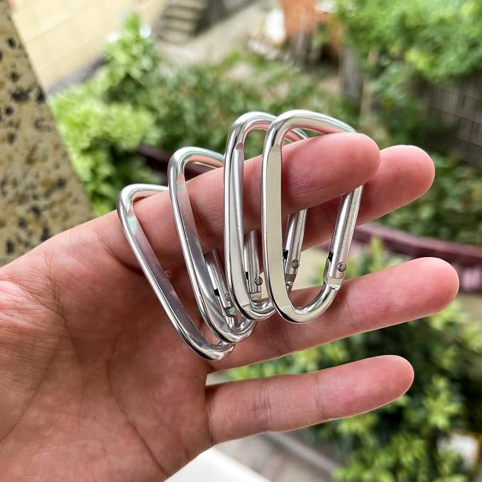 2.4" 24pcs Small Carabiner Clip Keychain, Aluminum D Ring Shape Clips - Image 6