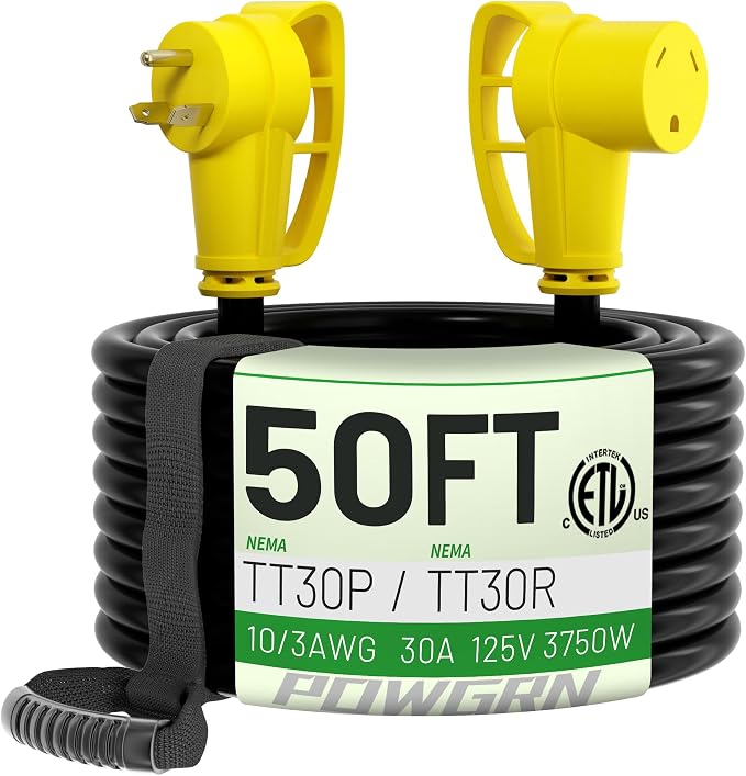 POWGRN 30 Amp RV Extension Cord 50 FT Outdoor by POWGRN