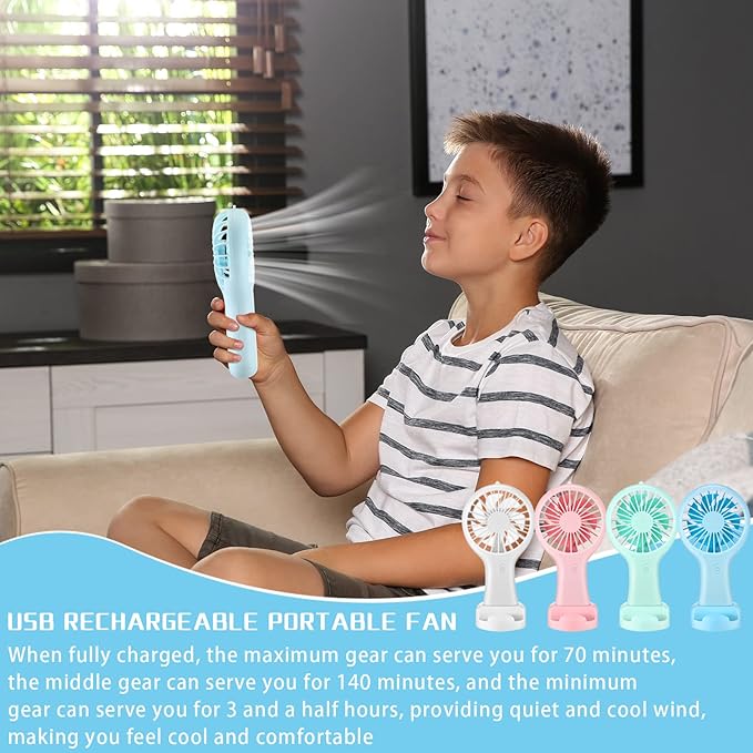 Woanger 12 Pcs Mini Handheld Fan Bulk 3 Speed USB Electric Battery Operated - Image 5