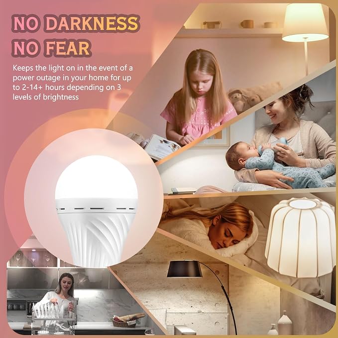 6 Pack Rechargeable Emergency Light Bulbs, Battery Powered LED Light Bulb 6000K - Image 6